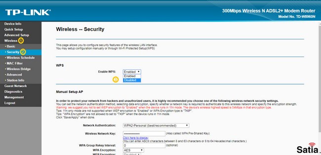 حالت دوم غیرفعال کردن WPS در مودم‌های تی پی لینک TP-Link