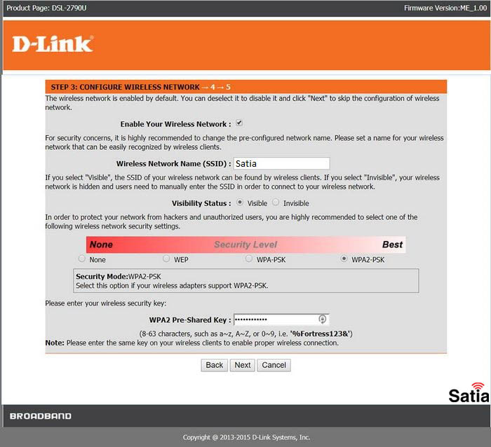 تنظیمات وایرلس مودم دی لینک D-Link 2790U