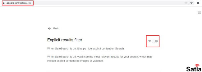 Safe Search گوگل 7