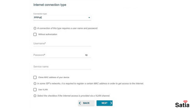 انتخاب نوع کانکشن در مودم دی لینک D-Link DSL-224